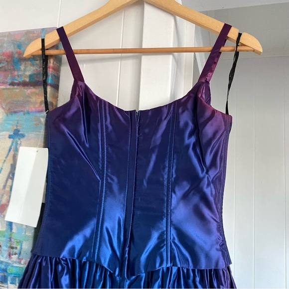 NWT 80s Gunne Sax Jessica McClintock Ombré Acetate Blue Purple Prom Dress Formal - Picture 10 of 16